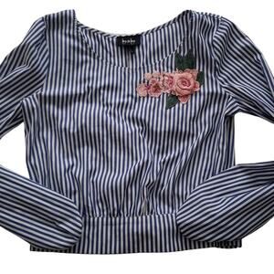 by & by Striped Long Sleeve Crop Top S